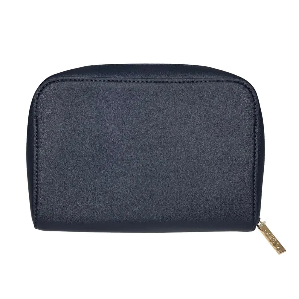 FERRAGAMO PARFUMS x AIR INDIA AMENITY POUCH – NAVY BLUE – GOLD HARDWARE – 8x6x2
